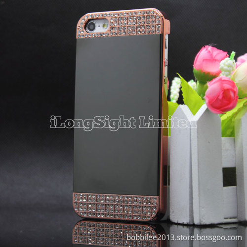 New Design Mirror With Metal Crystal Diamond  Case For iPhone 5/5S